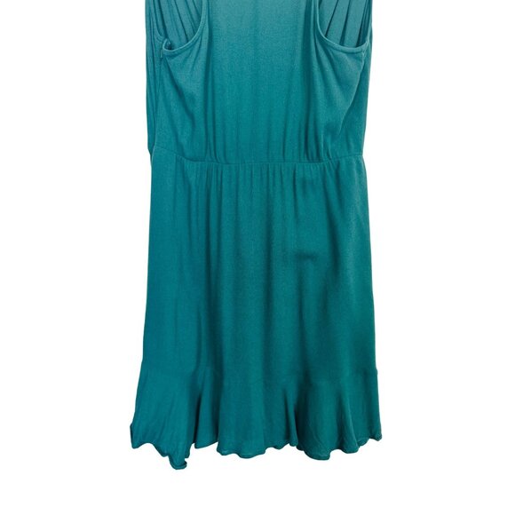 2/$30 Free Press M Teal Sleeveless Ruffle Wrap Dress Flowy Fabric - Picture 10 of 13